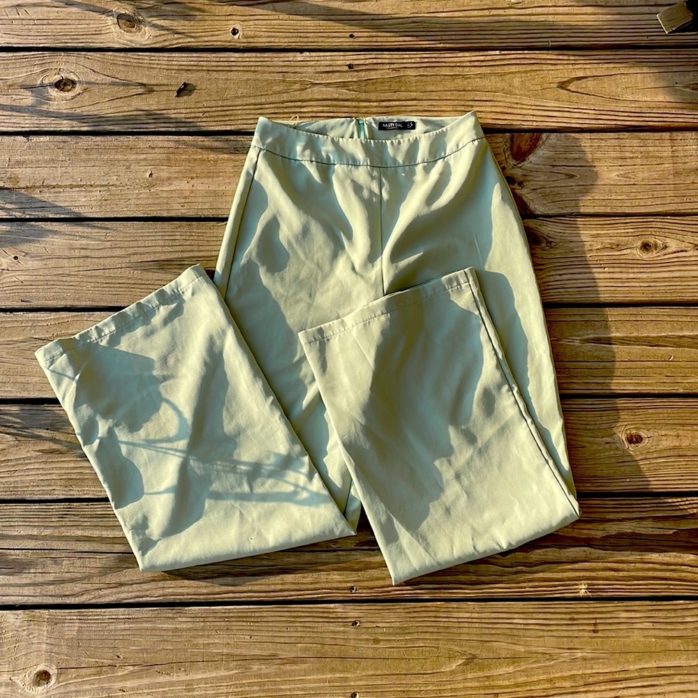 Sage green wide leg trousers NASTYGAL
